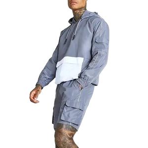2026 2 pièces Streetwear coupe-vent Shorts ensembles personnalisé imperméable coupe-vent fermeture éclair veste et shorts ensembles - Product Image 1