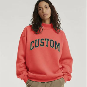Sweat-shirt en molleton d'hiver brodé personnalisé de haute qualité à col montant, coupe oversize, pour femme, épais et respirant - Product Image 1