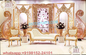 Marco dorado Mehrab para decoración de escenario Nikah estilo Bollywood Marco de escenario de boda asiático decoración de boda tradicional india Panel de escenario - Product Image 5