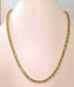 Collier tennis en péridot naturel 4 mm, 16 pouces, argent sterling 925 plaqué or 18 carats, pierre précieuse verte, bijoux élégants et luxueux pour femmes - Product Image 1