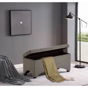 Panca contenitore taupe con pieghe a punto pittura da 42 pollici per soggiorno - Product Image 3