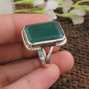 Natural Green Onyx Classic Wedding <b>Ring</b> 925 Sterling <b>Silver</b> Handcrafted Bezel <b>Set</b> Gemstone Wholesale Fashion Jewelry for Women - Product Image 2