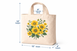 AMANI Premium 300gsm Cotton <b>Canvas</b> <b>Tote</b> Bag Floral Print Eco Friendly Reusable Shopping Bag Custom Logo Heavy Duty Washable - Product Image 2