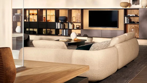 Modern Curved Solid Teak Wood <b>Sofa</b> Set Luxury Boucle 2 Seater Couches Accent Chairs Living Room Furniture Wholesale - Product Image 4