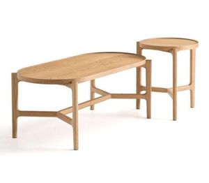 Tables gigognes Woodgrand Living Designer Kara en teck, artisanat authentique de qualité supérieure, forme organique, style minimaliste moderne - Product Image 1