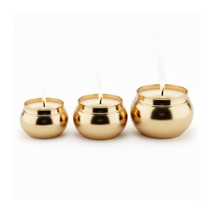 Venta al por Mayor de Frascos de Velas de Acero Inoxidable de Lujo con Acabado Dorado para Decoración del Hogar - Product Image 1