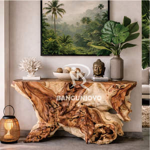 Mesa Consola Moderna de Madera Maciza de Alta Calidad con Tallado Elegante, Excelente Color, Estable y Fácil de Limpiar para Sala de Estar, Villa u Hotel - Product Image 1