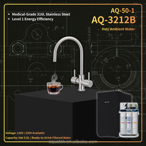 Dispensador de agua caliente y ambiental con filtro para debajo del mostrador AQUATEK AQ-3212B, sistema de ósmosis inversa (RO) doméstico eléctrico de acero inoxidable 316L AQ-50-1 - Product Image 1