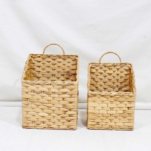Eco Friendly Water Hyacinth <b>Wall</b> <b>Hanging</b> <b>Storage</b> Basket Set Slanted Open Top - Product Image 3