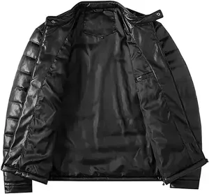 Veste d'hiver en cuir véritable et toile pour homme, nouvelle collection 2026, avec logo frontal, personnalisation de la marque, imperméable, style vintage - Product Image 3