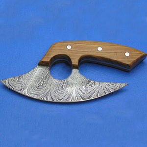 Cuchillo Ullu Burraq de Acero de Damasco Hecho a Mano con Mango de Madera, Cortador de Pizza, Funda de Cuero, 6-7.9 Pulgadas, Ambidiestro, para Exteriores - Product Image 5