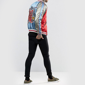 Veste Bomber en Satin Personnalisée pour Hommes, Style Universitaire, Broderie Vierge, Vente en Gros - Product Image 5