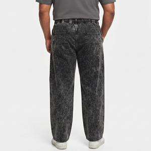 High Quality Denim Pants Vintage Washed Cotton <b>Jeans</b> <b>Men's</b> Outerwear Stonewashed Denim Pants <b>Men</b> <b>Drawstring</b> Waist Winter <b>Jeans</b> - Product Image 2