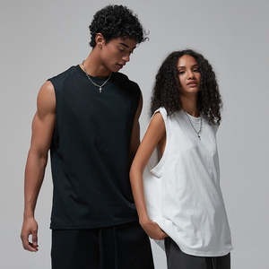 Camisetas Deportivas de Baloncesto con Cuello Redondo para Hombre, 190 Gramos, Chaleco de Gimnasio de Algodón, Unisex, Informal, para Fitness, Sin Mangas, Ropa Deportiva - Product Image 2