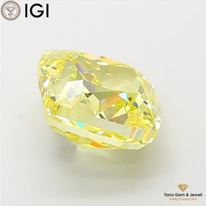 เพชรทรงสี่เหลี่ยมเจียระไนแบบ Cushion Cut ความสะอาดระดับ VS2 สีเหลืองแฟนซีสดใส น้ำหนัก 5.00 กะรัต รับรองโดย IGI เพชร CVD ที่เพาะเลี้ยงในห้องปฏิบัติการ สำหรับแหวน Sparkling Desire - Product Image 6