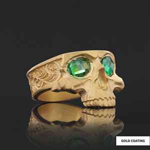 Anillo de Calavera BOJ 01, Anillo Gótico para Motociclistas, Joyería Vintage de Calavera Plateada para Hombre, Anillo de Estilo Rocker, Joyería Punk Gótica, Precio Bajo, Gran Venta - Product Image 2
