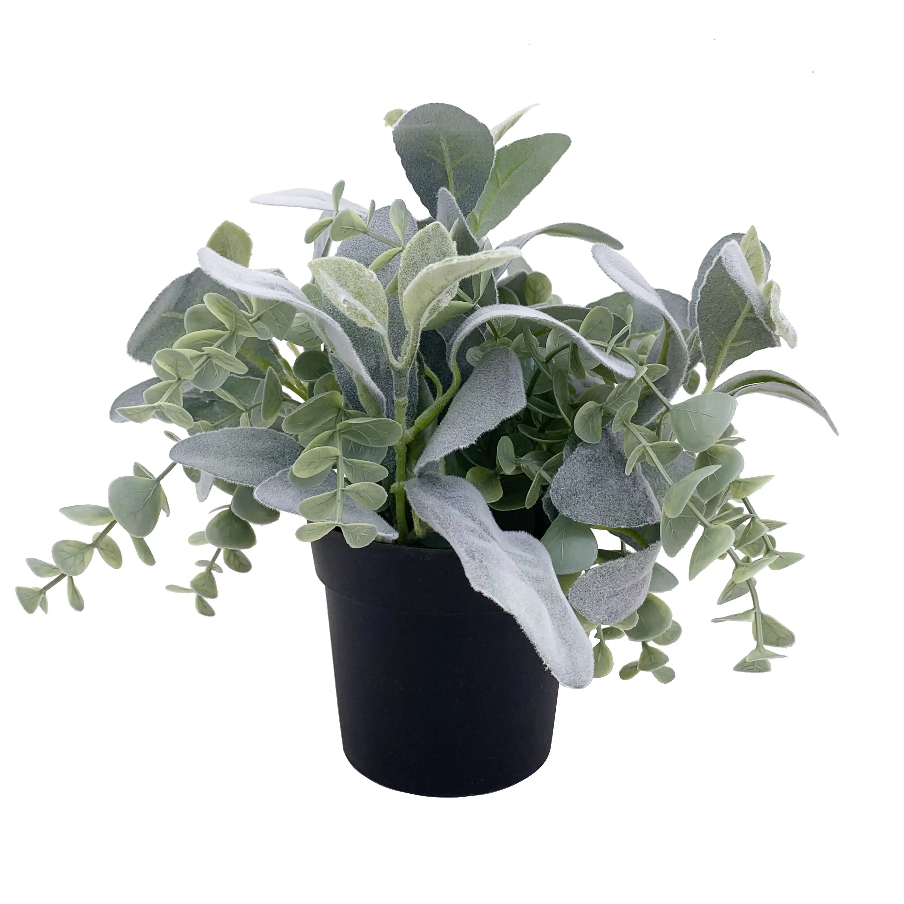 Wholesale green Fake plant Ainsliaea Department stores Casual in black pots plastic indoor and outdoor