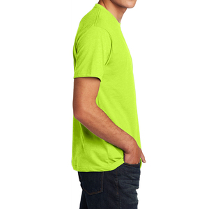 T-shirt à manches courtes vert néon pour homme, col rond, logo personnalisé imprimé, jersey décontracté en coton, coupe classique, design avant fluorescent - Product Image 5