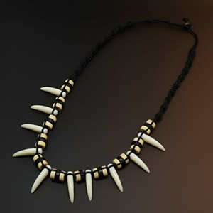 Natural Crystal Pendant Necklace for Men & Boys 1-Inch Tribal Fang Warrior with 20-Inch Leather <b>Rope</b> - Product Image 5