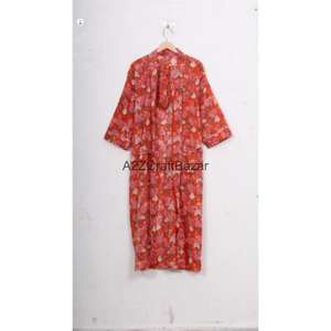 Bata Kimono Casual 100% Algodón con Estampado Floral y Cordón Ajustable para Mujer, Ropa de Noche de Verano, Túnica de Playa con Logo Trasero - Product Image 2