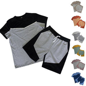 Men's Yellow And Green Color Block T-Shirt And Shorts <b>Set</b> Two Piece Crewneck Tee With Matching Shorts Casual Activewear - Product Image 2