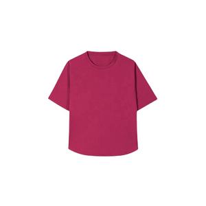 เสื้อยืดผ้าฝ้ายแขนสั้นเข้ารูปสำหรับผู้หญิงสีทึบคอกลมแขนสามส่วนเข้ารูปพอดีตัว - Product Image 2