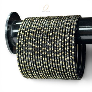 Wholesale Ethnic Indian Jewelry Black Glitter Gold Plated Crystal Trendy Bangles for Bridal and Festive Wear for Women Low Price - Product Image 1