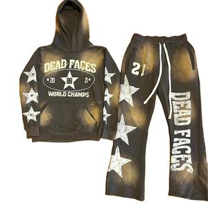 ชุดเสื้อกางเกงมีฮู้ดปักลายใส่ได้ทั้งชายและหญิงชุดวอร์มทรงบานขนาดใหญ่พิเศษโลโก้แบบกำหนดเอง - Product Image 3