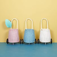 Ensemble de 3 sacs de transport en rotin faits à la main, paniers à roulettes, prix abordable, sacs de poussette naturels avec roues