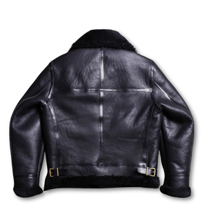 Bomber <b>Jacket</b> Men's Luxury Winter Outerwear Genuine Shearling Leather Coat Wholesale <b>Sheepskin</b> Winter Aviator <b>Jacket</b> OEM - Product Image 3