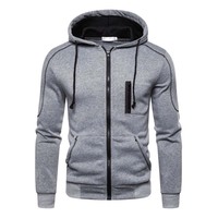 Sweat à capuche zippé en molleton tricoté uni pour homme, doublé, chaud, à manches longues, décontracté, pour le basketball, la course en extérieur et le fitness