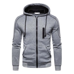 Sudadera con capucha de fitness para hombre, de manga larga, con cremallera, forro polar, de punto liso teñido, para otoño, informal, para baloncesto y running al aire libre. - Product Image 5
