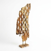 Sculpture en bois artisanale moderne Krawang, motif treillis, pour table, œuvre d'art décorative, décoration intérieure, accent de présentation, anniversaire