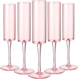 Copas de champán de plástico resistentes al calor - Copas de champán desechables con diseño acanalado - Copas de mimosa vintage con tallo largo, elegantes para bodas - Product Image 2