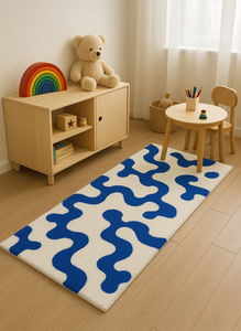 handmade luxury <b>carpet</b> blue irregular pattern zig zag geometrical design unique pattern eco friendly for home decor - Product Image 4