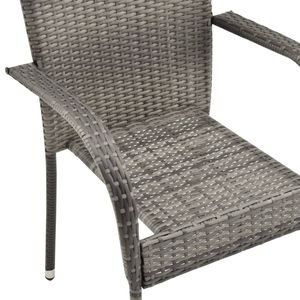 Conjunto de Comedor para Jardín en Ratán PE Gris con Acero con Recubrimiento en Polvo y Vidrio Templado, Elegante y Duradero - Product Image 6