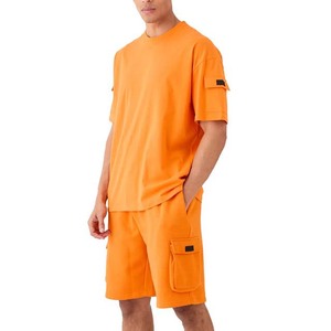 Conjunto de Verano 2026 para Hombre, Camiseta y Pantalones Cortos de Algodón Tejido, Casual, Transpirable, Personalizado, 220g, Fusión sin Costuras - Product Image 1