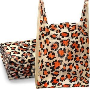 ถุงพลาสติกลายเสือดาวแบบมีหูหิ้ว ถุงสินค้าขายส่งแบบใช้แล้วทิ้ง ถุงของขวัญสำหรับร้านอาหารและร้านขายของชำ - Product Image 4