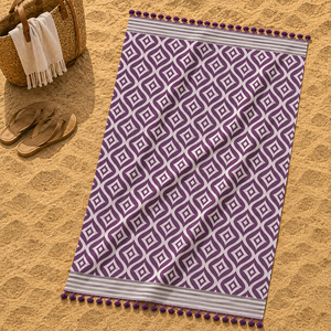 100% Organic Cotton Fouta <b>Towel</b> Oversized Beach <b>Towel</b> Customized 100% Turkish Printed Beach <b>Towel</b> With Pom-Pom. - Product Image 5