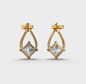 IGI Certified Princess Cut Lab Grown Diamond Drop Stud <b>Earrings</b> 9K Rose/Yellow/White Gold Geometric Designer Diamond <b>Earrings</b> - Product Image 4