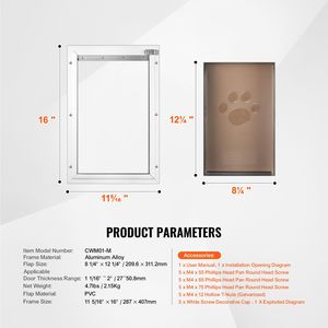 Porta per Animali Domestici Resistente alle Intemperie 28,7 cm x 40,7 cm con Telaio in Alluminio e Sistema di Chiusura a Scatto, Facile Installazione, per Interni/Esterni - Product Image 6