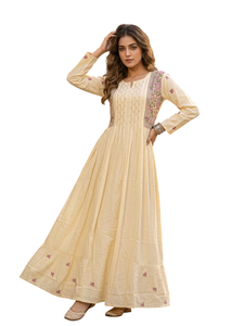Robe Jalabiya Arabe Élégante pour Femme avec Broderie Florale – Kaftan Maxi Modeste à Manches Longues pour le Ramadan et l'Aïd - Product Image 3