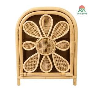 Armoire enfant en rotin Nhat Minh avec design floral et dessus arqué, rangement écologique pour chambre d'enfant - Product Image 1