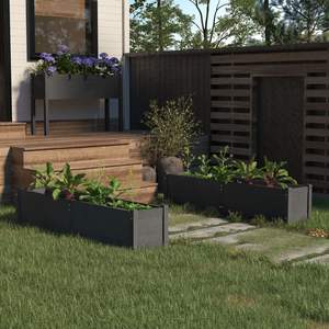 Grand ensemble de jardinières surélevées en pin massif gris durable, lot de 2, fournitures de jardin - Product Image 1