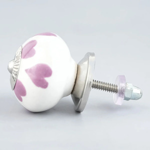 Boutons en céramique faits à la main en gros, motif Cœur violet, poignées de tiroir et de porte blanches, lot en vrac - Product Image 4