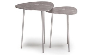 Noir Edge Modern Metal Nesting Coffee <b>Tables</b> Faux Marble Top Minimalist Design Living Room Furniture - Product Image 6