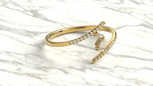 Bague de luxe en or 18 carats, pavée de diamants ronds et baguettes, style zigzag, bague statement, bijoux fins minimalistes pour femmes - Product Image 3