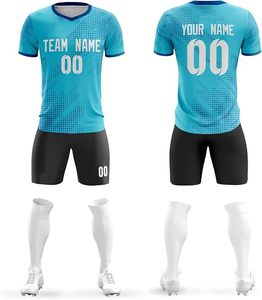 ชุดเสื้อฟุตบอลชายแบบกำหนดเอง แขนสั้น ผ้าโพลีเอสเตอร์ซับเหงื่อ พิมพ์ลายดิจิทัล ชื่อและหมายเลขทีมด้านหน้า มีไซส์พลัส - Product Image 1