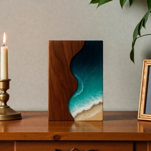 Boîte en bois de luxe avec vague océanique en résine, boîte à souvenirs artisanale en époxy, boîte en bois haut de gamme inspirée de la plage - Product Image 3
