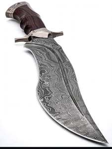 Cuchillo utilitario de acero de Damasco hecho a mano con mango ergonómico de palisandro, hoja de punta caída DIY OEM, 13 pulgadas de longitud total - Product Image 3